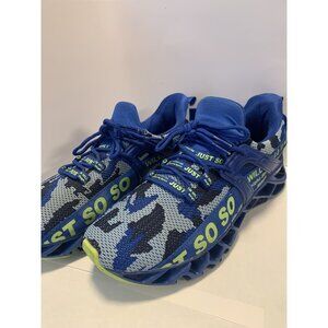 Just So So Blue Camo Neon Low Top Lace up Sneakers Size 42 (8.5)
